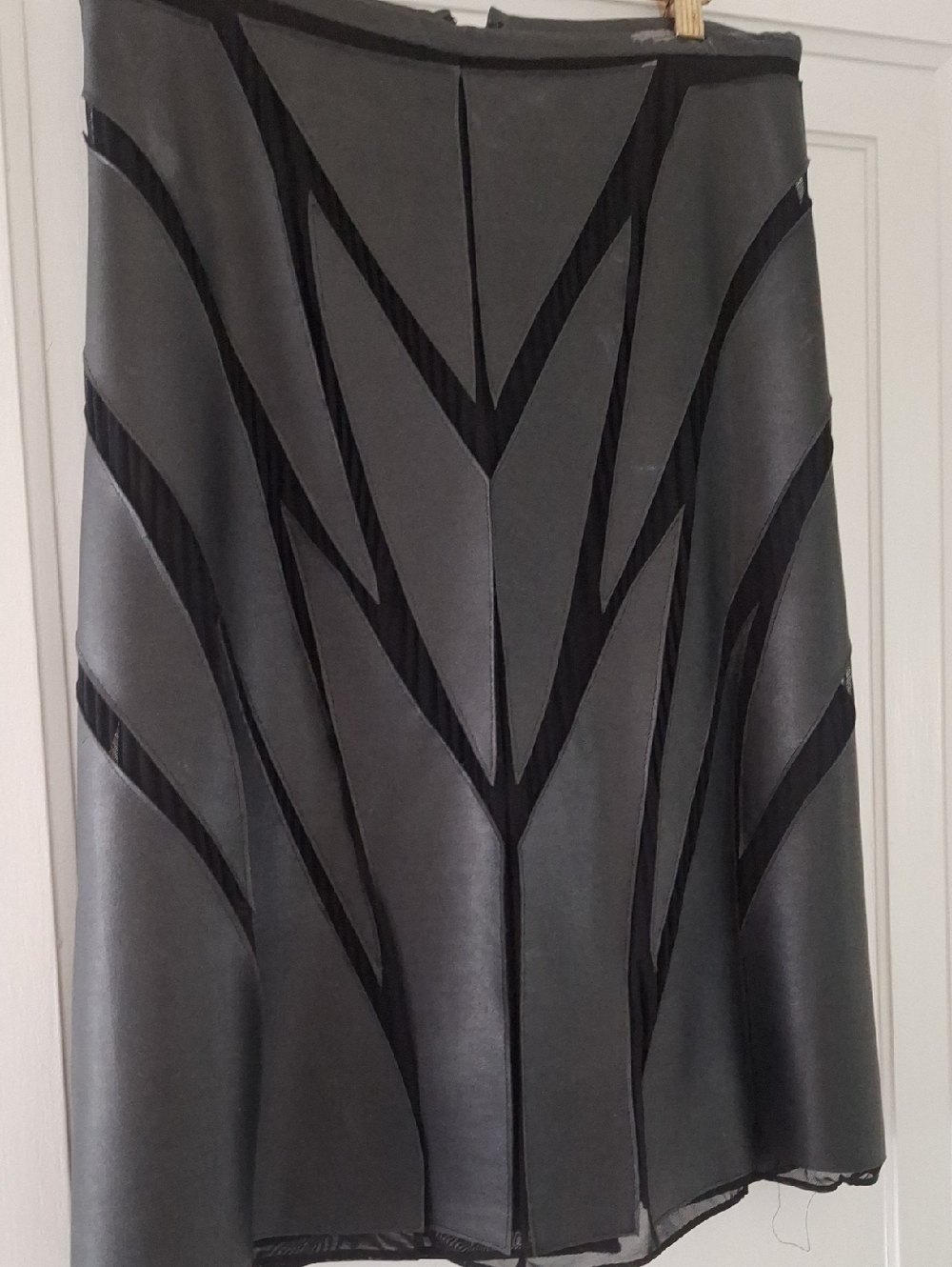 Black A-Line Skirt with Mesh Paneled Detail